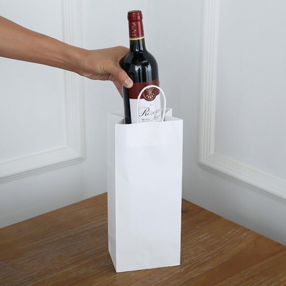 Greenii - 50 White Paper With Handles Kraft 5 * 3 * 12 Party Gift Bags - Picture 6 of 7